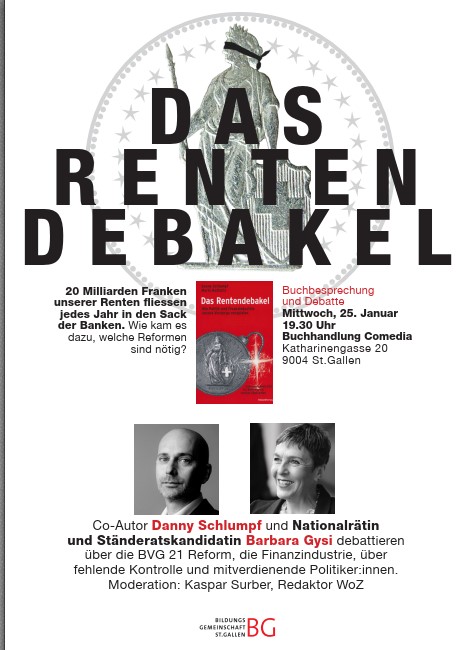 Das Rentendebakel – Buchbesprechung und Debatte am 25. Januar in der Comedia St.Gallen