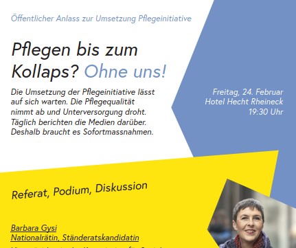 Pflege stärken – Debatte zur Umsetzung der Pflegeinitiative am 24. Februar in Rheineck